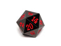 35mm Over Sized Gunmetal Red D20 Dice - Single Die - Role-Players