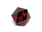 35mm Over Sized Gunmetal Red D20 Dice - Single Die - Role-Players