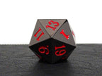 35mm Over Sized Gunmetal Red D20 Dice - Single Die