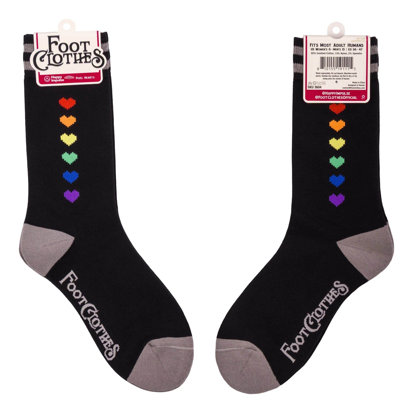 Pride Pixel Hearts Crew Socks - 