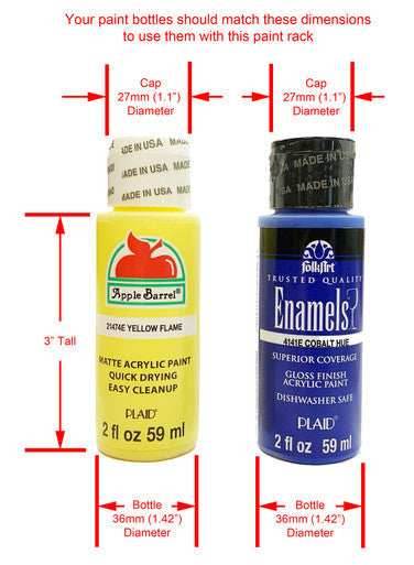Vertical Paint Rack For 2oz Craft Paints - 36mm Diameter Bottles - 