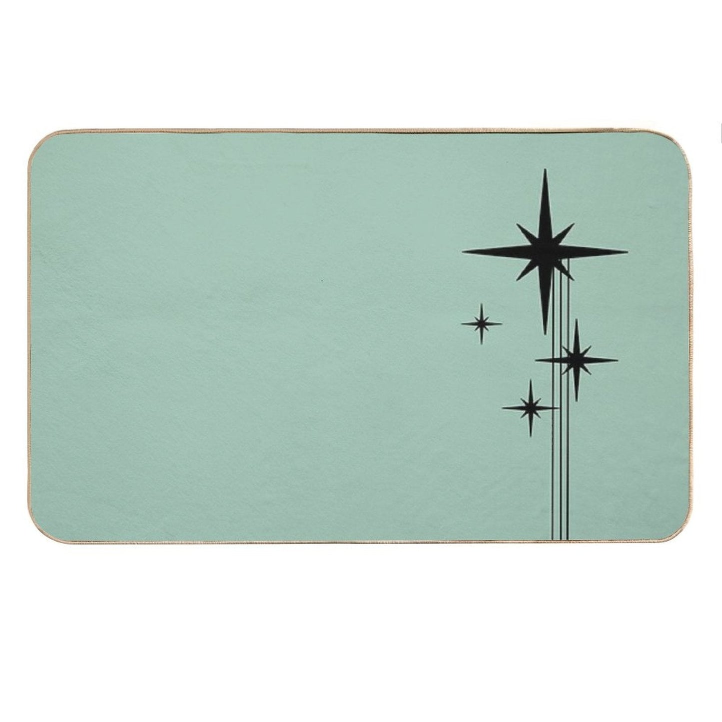 1950s Atomic Age Retro Starburst in Mint Green And Black Bath Mat
