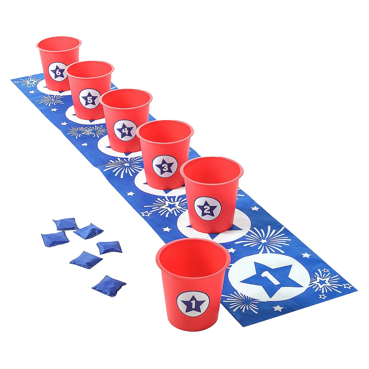 6 Ft. 9" x 15 1/2" Patriotic Bucket & Bean Bag Toss Game Set 13 Pieces