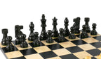 Chess Set - Black French Chessmen on Black/Maple Basic Chess Board - 