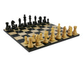 Chess set - Black/Natural Boxwood Pieces on Black & Maple Basic Chess Board - 