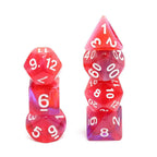 Red Clouds 7-Dice Set Pink/White w/White Numbers Dnd Dice Set - 