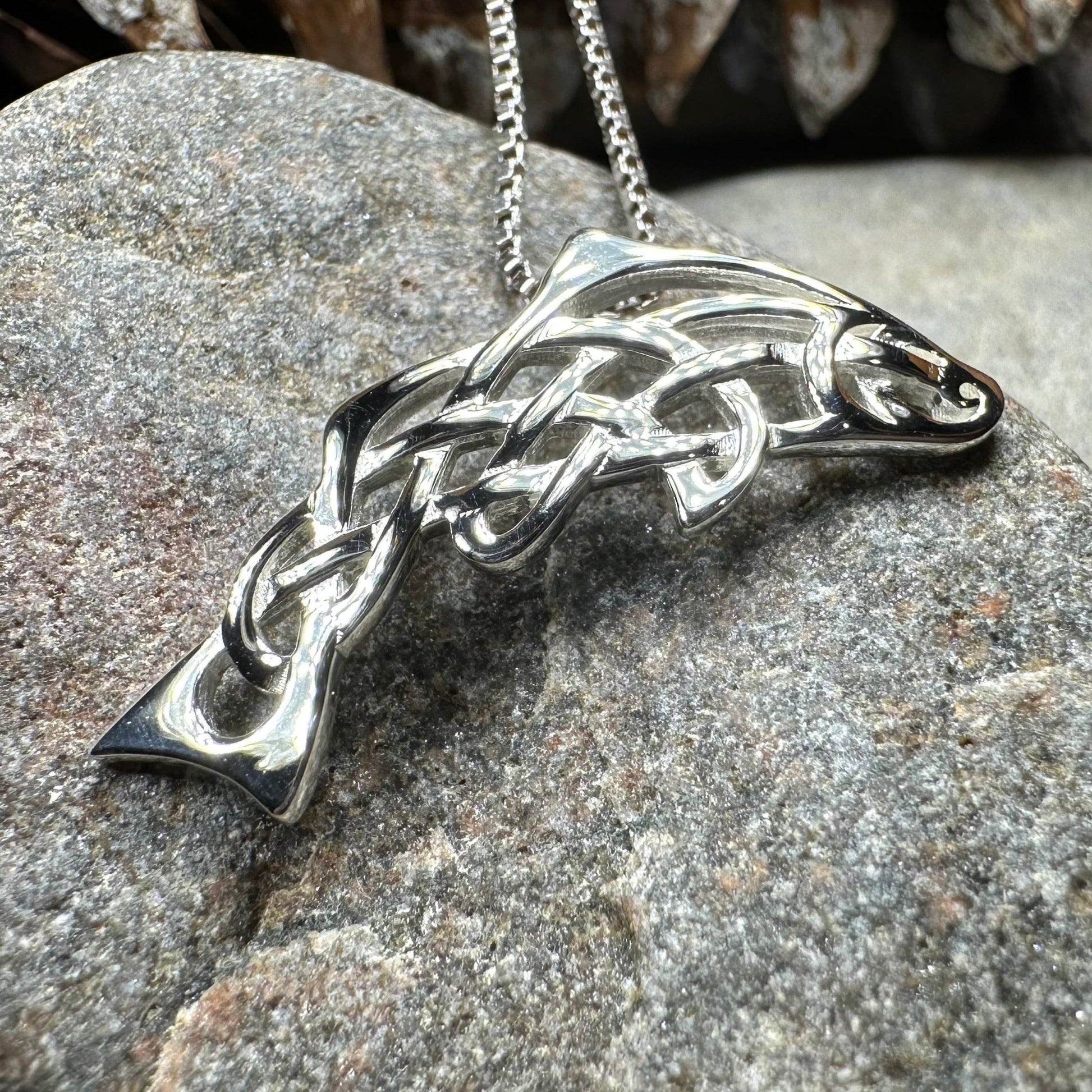 Celtic Salmon of Knowledge Necklace - 18