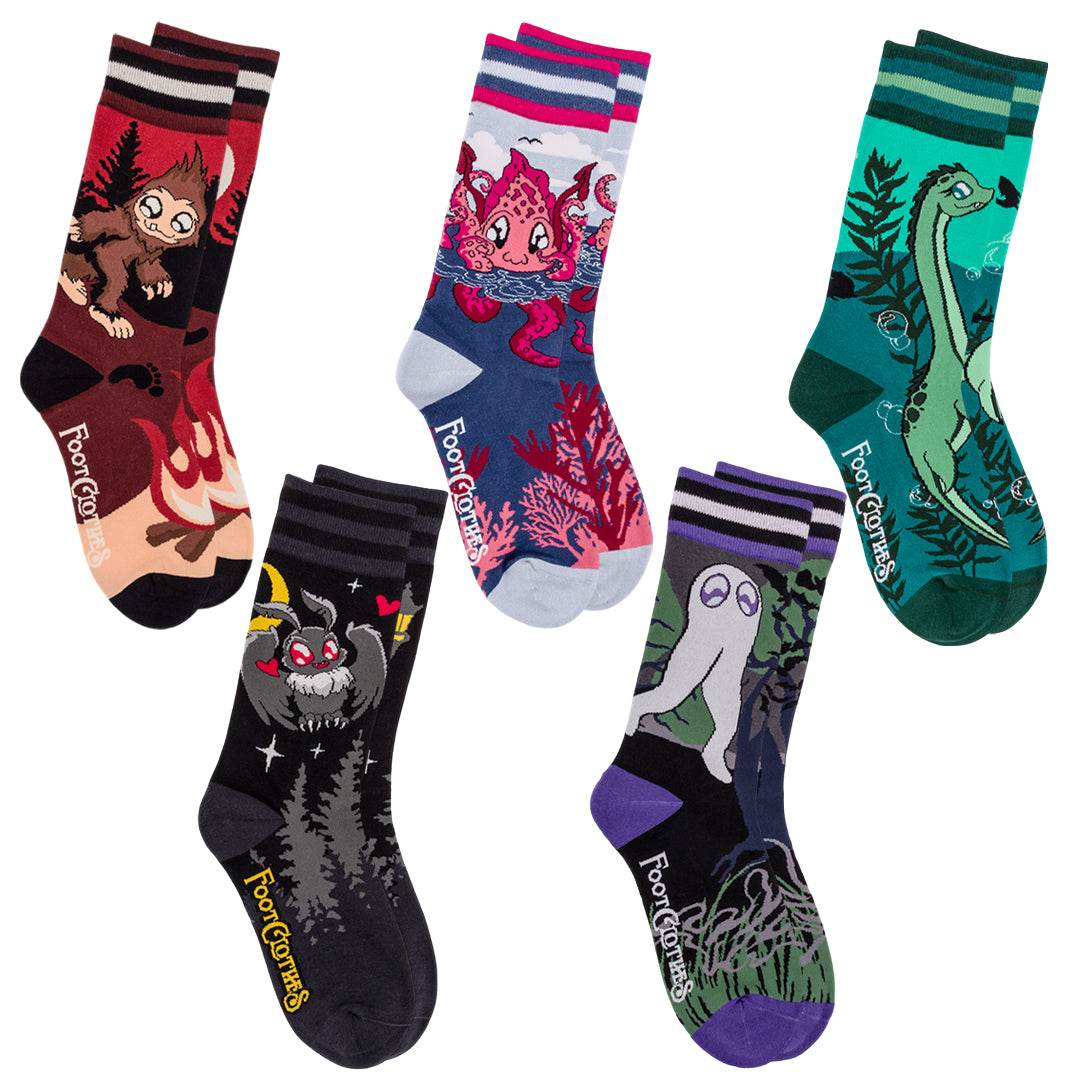 Cute Cryptids Crew Sock Pack | 5 Designs - 