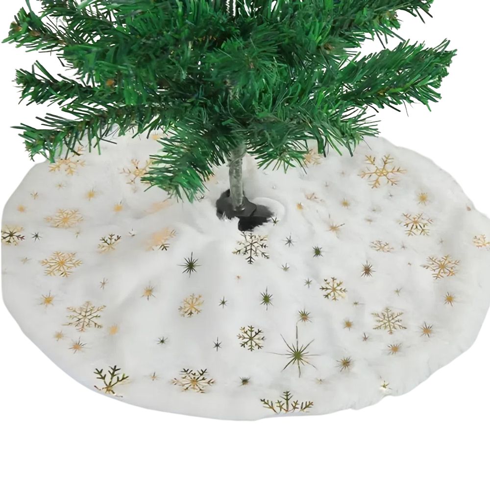 38CM White Snowflake Plush Christmas Tree Skirt