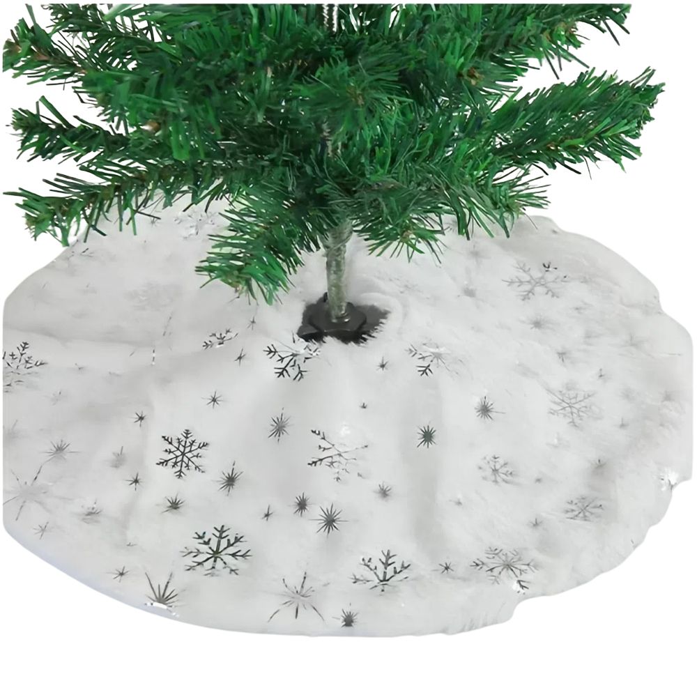 38CM White Snowflake Plush Christmas Tree Skirt