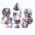 Black-White Blend 7-Dice Mini-Dice RPG Set w/Red Numbers Miniature Dice - 