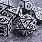White Magic Flame 7-Dice Set DND RPG Dice Black w/Color Fill - 