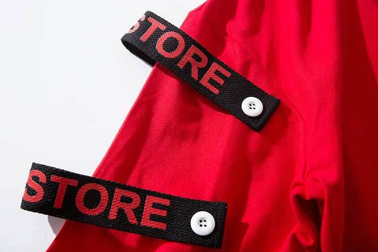 Red Solo Movement Short Sleeves Hoodie - Red / S