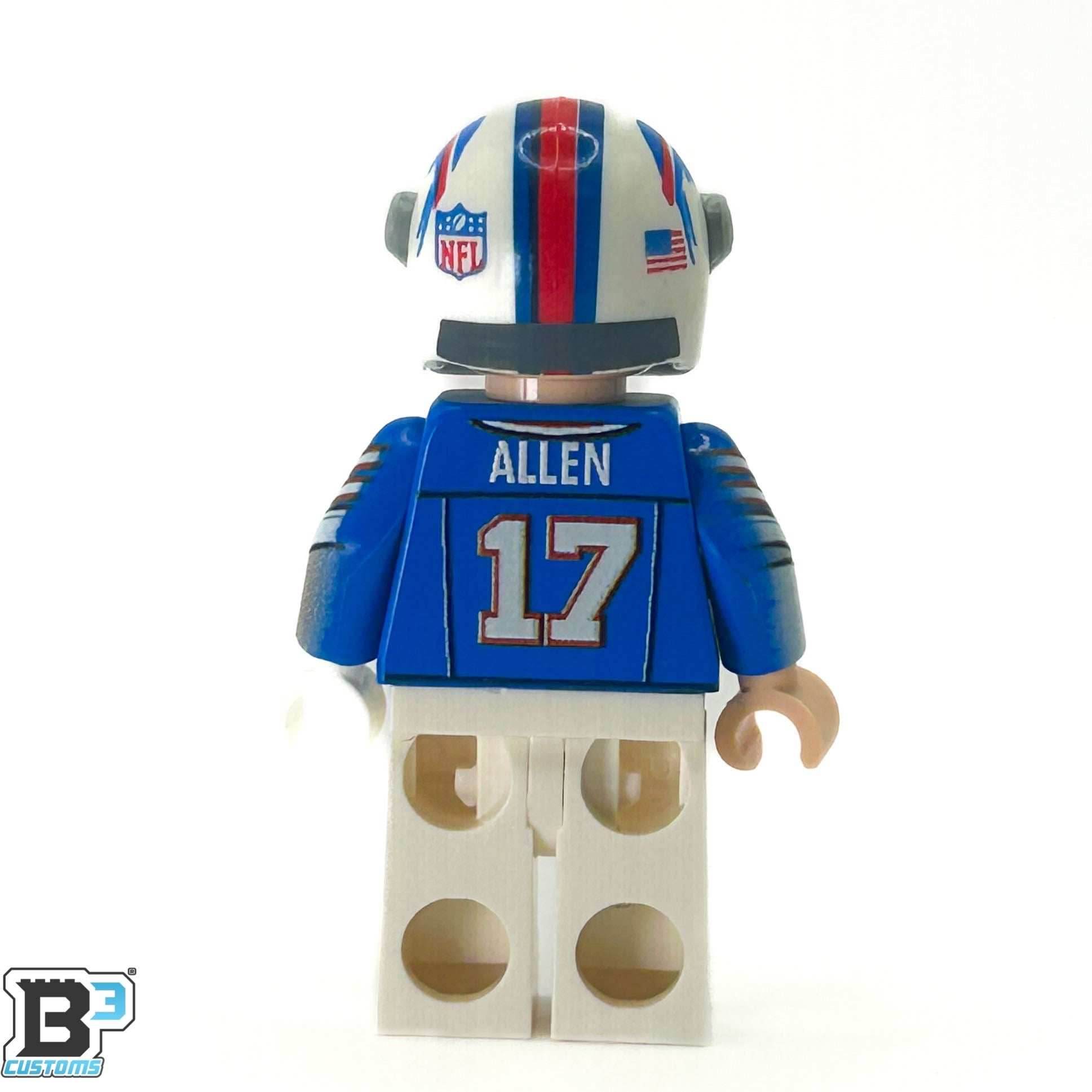 #17 QB Bills Football Player Minifig made using LEGO parts - B3 Customs - 