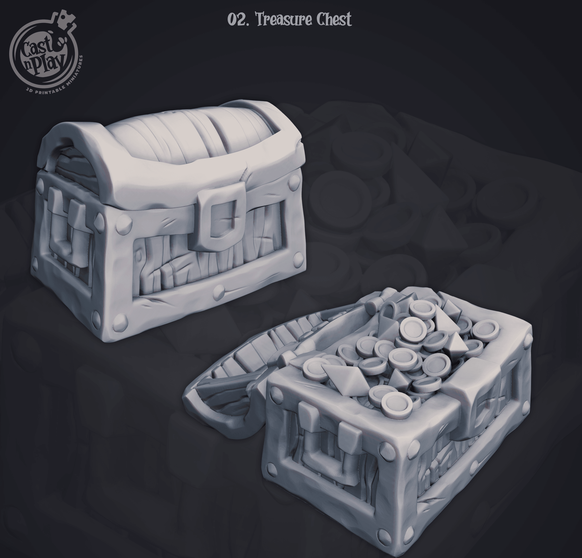 3D Printed Cast n Play Treasure Chest 28mm 32mm D&D