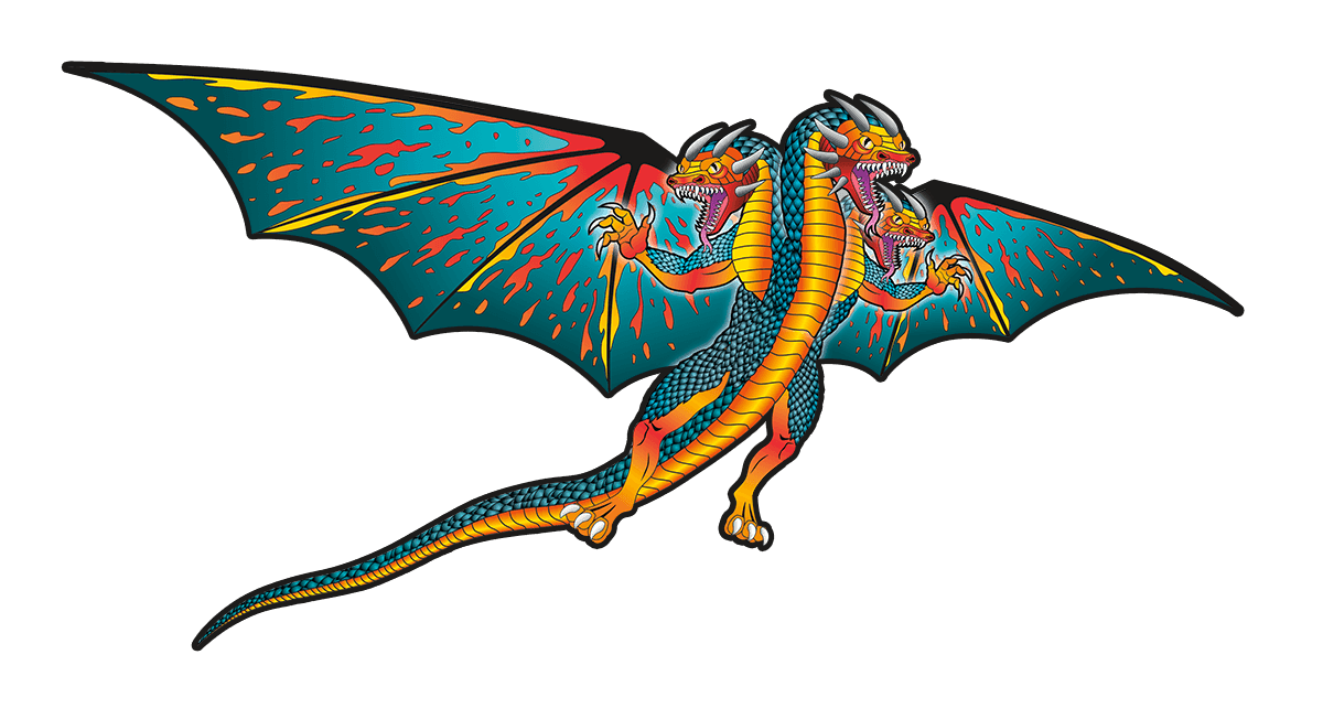 3 Headed Ultra Nylon 74 inch Wingspan Dragon - 