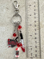 90s Slasher Bloody Phone & Knife Keychain - Retro Horror Movie Fan Bag Charm