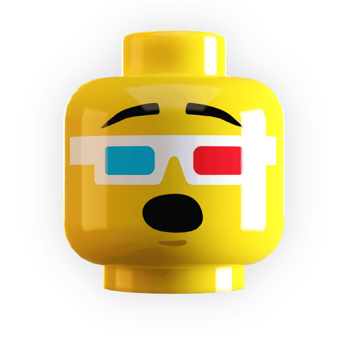3D Glasses, Wow Expression on Minifig Head made using LEGO part - Yellow Flesh