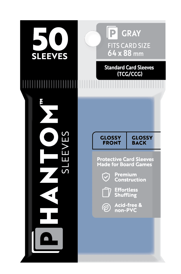Phantom Sleeves: Gray Size (64mm x 88mm) 50 ct - Glossy Front / Glossy Back