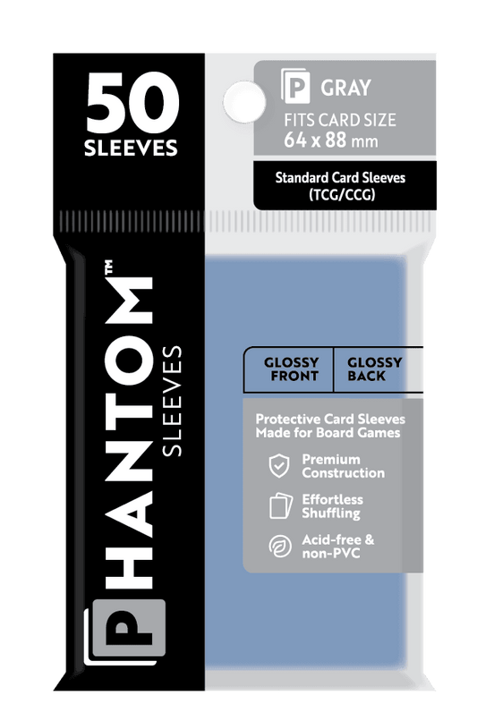 Phantom Sleeves: Gray Size (64mm x 88mm) 50 ct - Glossy Front / Glossy Back