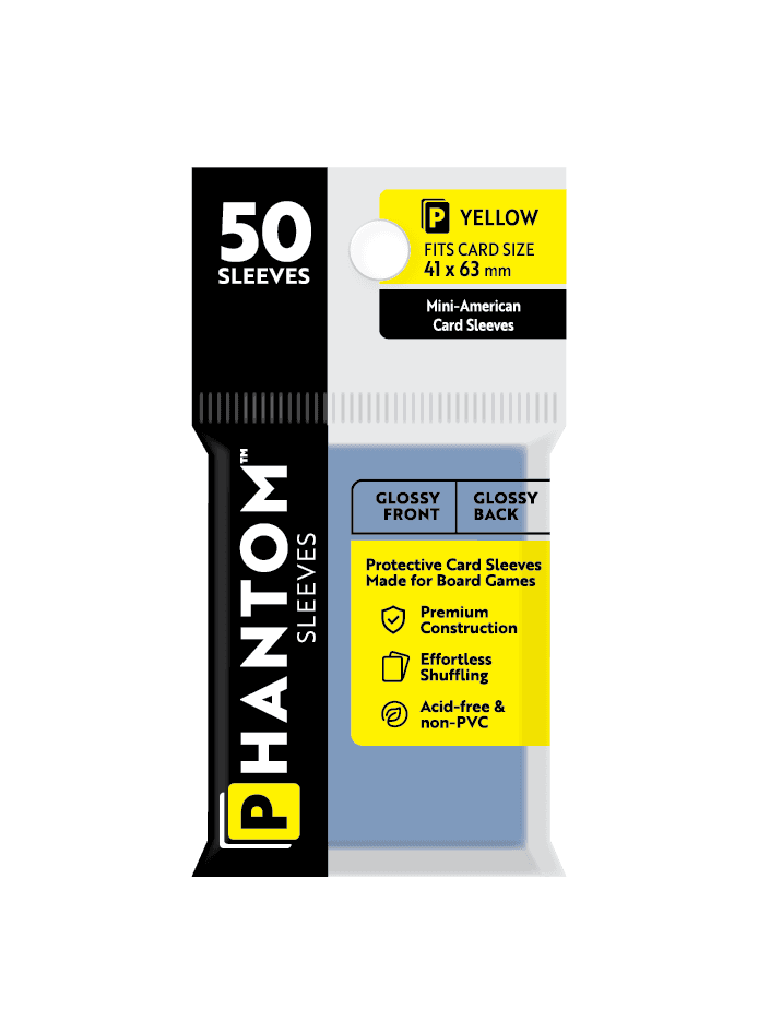 Phantom Sleeves: Yellow Size (41mm x 63mm) 50 ct - Glossy Front / Glossy Back
