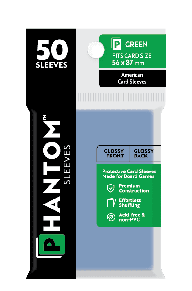 Phantom Sleeves: Green Size (56mm x 87mm) 50 ct - Glossy Front / Glossy Back