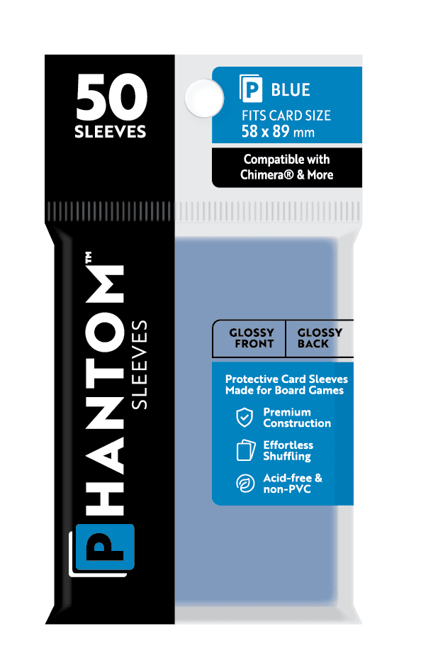 Phantom Sleeves: Blue Size (58mm x 89mm) 50 ct - Glossy Front / Glossy Back