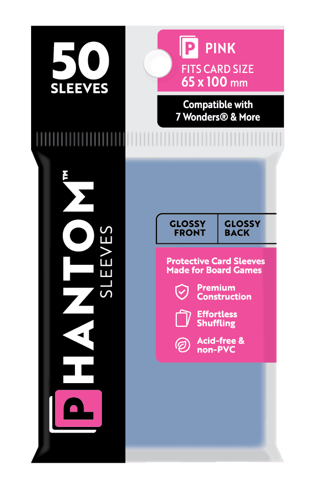 Phantom Sleeves: Pink Size (65mm x 100mm) 50 ct - Glossy Front / Glossy Back