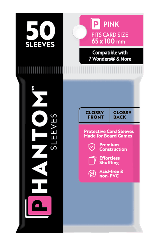 Phantom Sleeves: Pink Size (65mm x 100mm) 50 ct - Glossy Front / Glossy Back