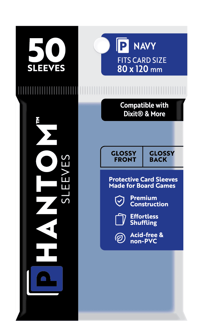 Phantom Sleeves: Navy Size (80mm x 120mm) 50 ct - Glossy Front / Glossy Back