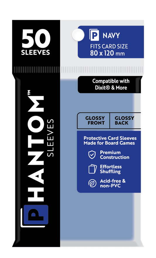 Phantom Sleeves: Navy Size (80mm x 120mm) 50 ct - Glossy Front / Glossy Back