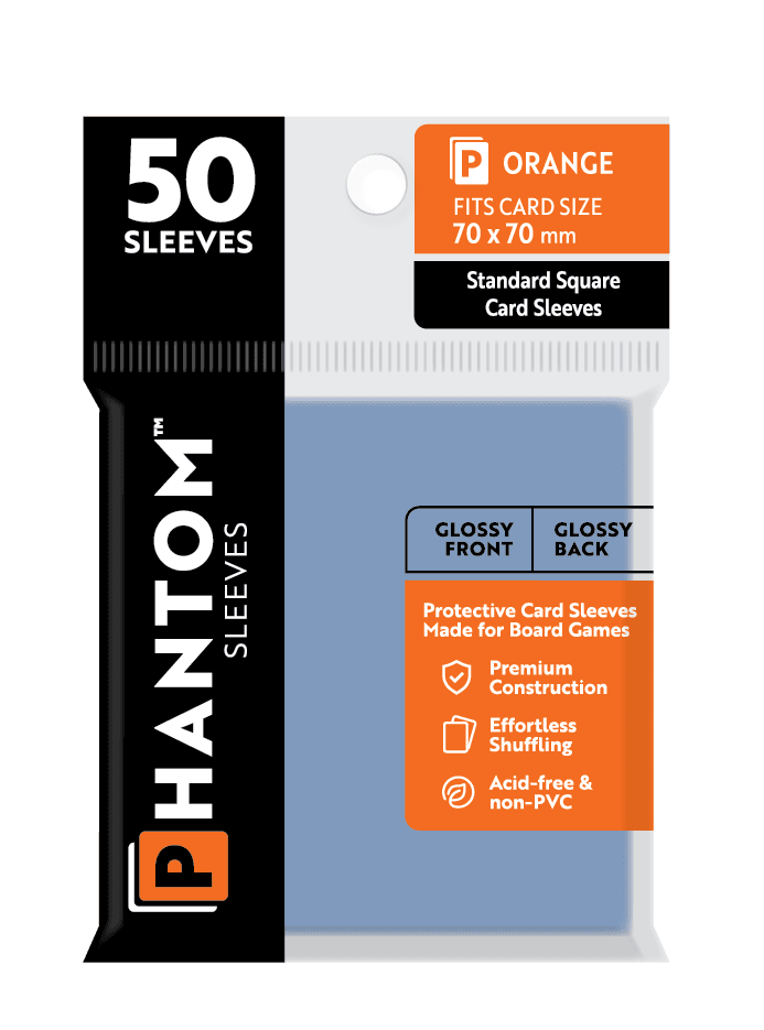 Phantom Sleeves: Orange Size (70mm x 70mm) 50 ct - Glossy Front / Glossy Back