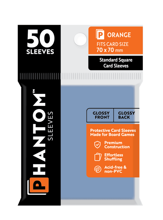 Phantom Sleeves: Orange Size (70mm x 70mm) 50 ct - Glossy Front / Glossy Back