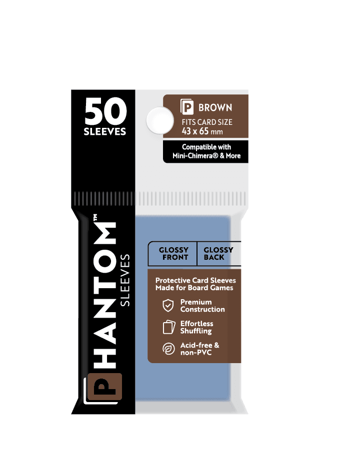 Phantom Sleeves: Brown Size (43mm x 65mm) 50 ct - Glossy Front / Glossy Back