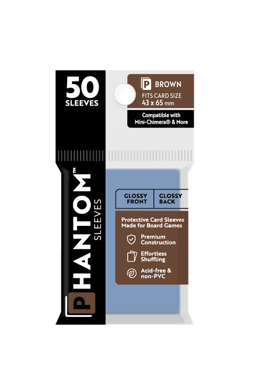 Phantom Sleeves: Brown Size (43mm x 65mm) 50 ct - Glossy Front / Glossy Back
