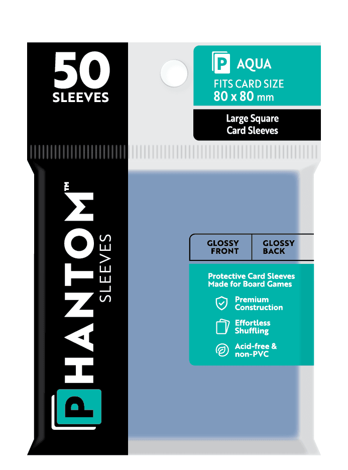Phantom Sleeves: Aqua Size (80mm x 80mm) 50 ct - Glossy Front / Glossy Back