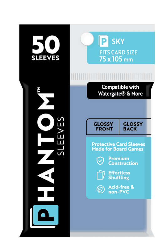 Phantom Sleeves: Sky Size (75mm x 105mm) 50 ct - Glossy Front / Glossy Back