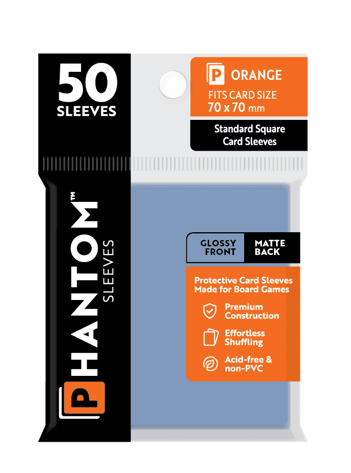 Phantom Sleeves: Orange Size (70mm x 70mm) 50 ct - Glossy Front / Matte Back