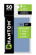 Phantom Sleeves: Lime Size (70mm x 110mm) 50 ct - Glossy Front / Matte Back