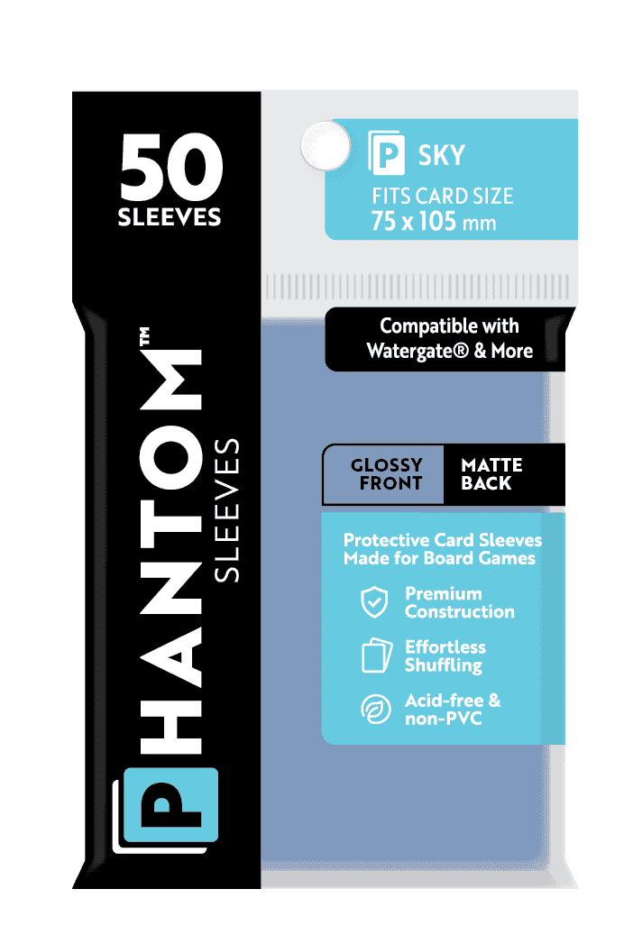 Phantom Sleeves: Sky Size (75mm x 105mm) 50 ct - Glossy Front / Matte Back