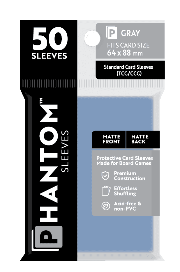 Phantom Sleeves: Gray Size (64mm x 88mm) 50 ct - Matte Front / Matte Back