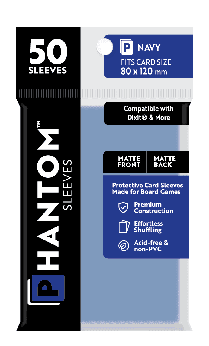 Phantom Sleeves: Navy Size (80mm x 120mm) 50 ct - Matte Front / Matte Back