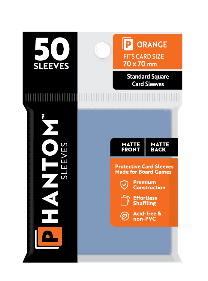 Phantom Sleeves: Orange Size (70mm x 70mm) 50 ct - Matte Front / Matte Back