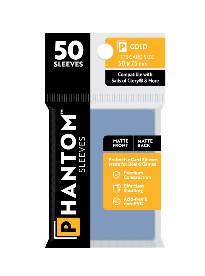 Phantom Sleeves: Gold Size (50mm x 75mm) 50 ct - Matte Front / Matte Back