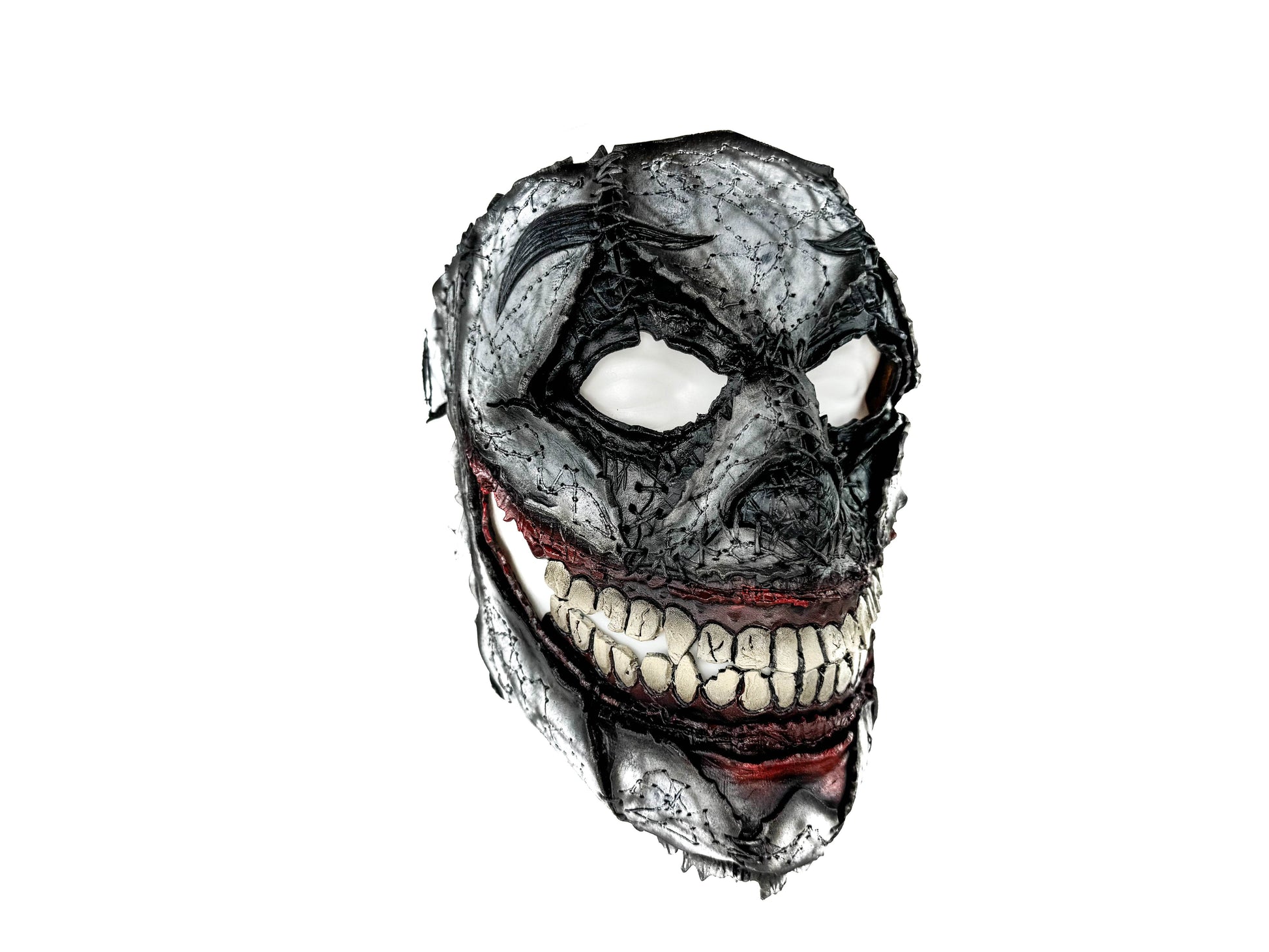 Genuine Leather Mask - GigaMyme Clown - Handmade Mime Full Face Cover for Halloween, Performance or Cosplay Costume - 