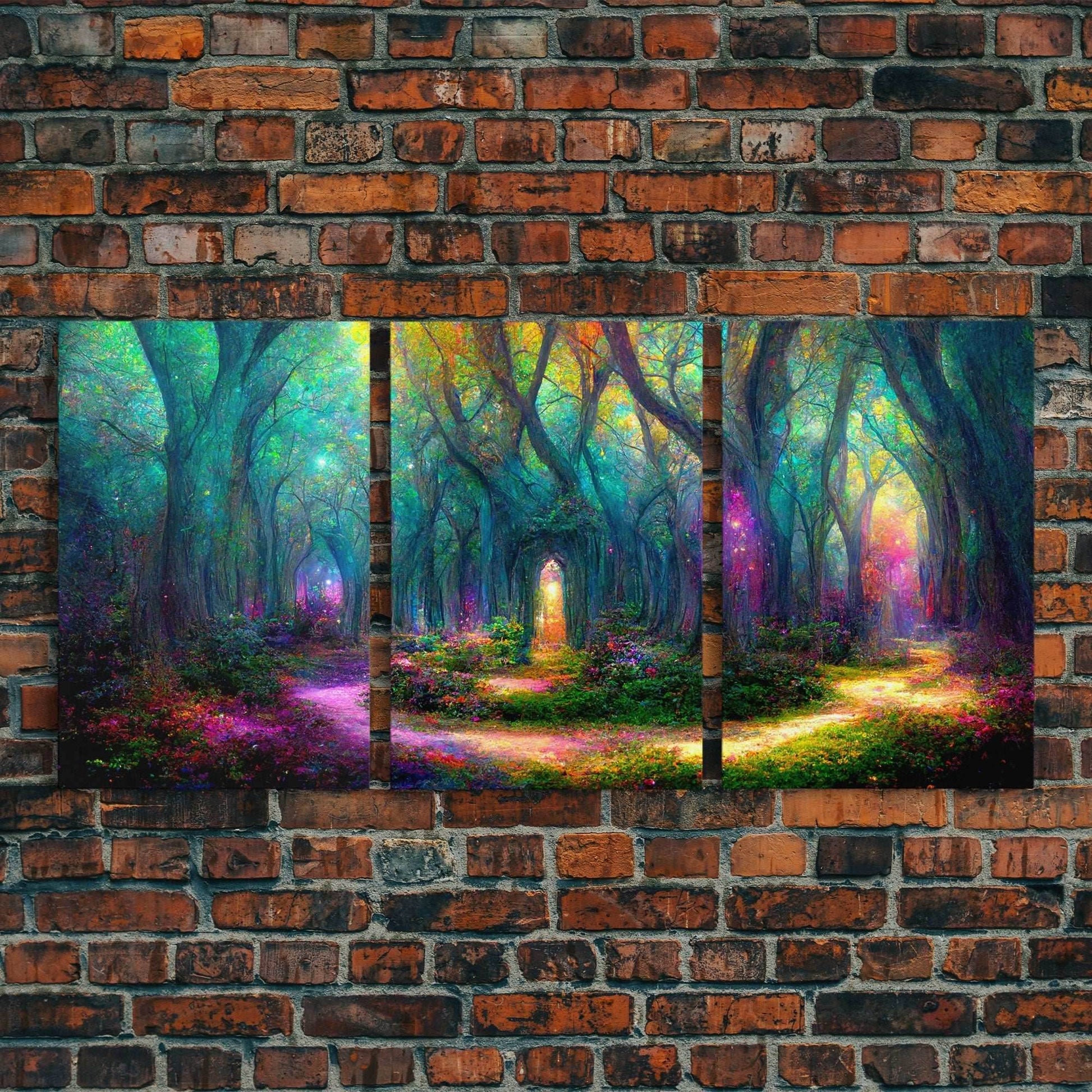 Fantasy wall art, canvas print, magical forest, fantasy landscape art, 3 Piece Wall Art, Ready To Hang Canvas Print - 8x12 In. - 3 Pieces / Stretched Canvas