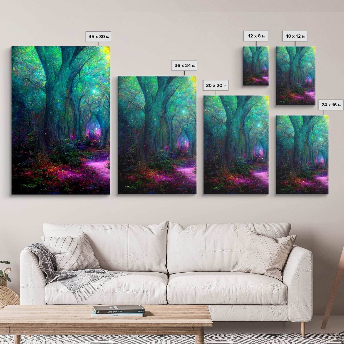 Fantasy wall art, canvas print, magical forest, fantasy landscape art, 3 Piece Wall Art, Ready To Hang Canvas Print - 8x12 In. - 3 Pieces / Stretched Canvas