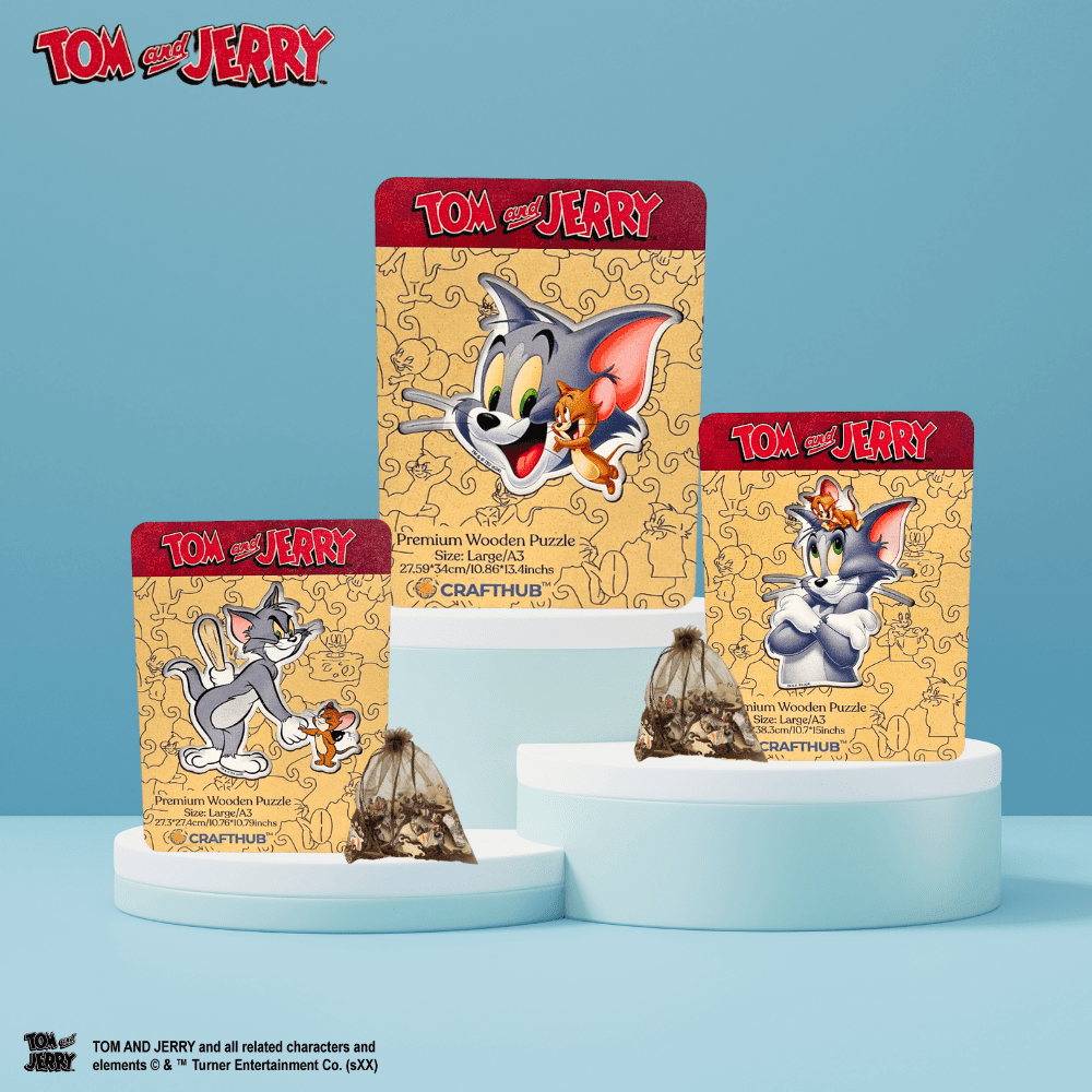 Tom & Jerry United Wooden Jigsaw Puzzle - A4 + Wooden Gift Box