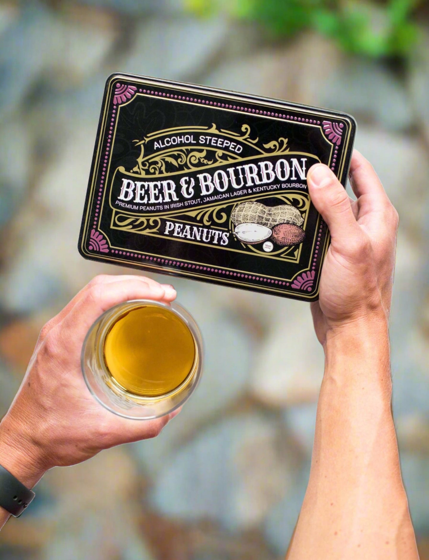 Beer & Bourbon Liquor Peanuts Men's Gift Tin – Bold Flavors for Snacking