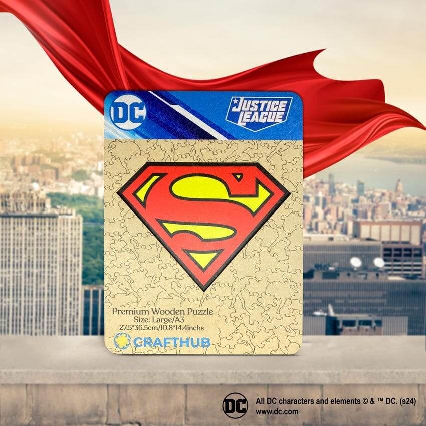 Superman Logo Wooden Jigsaw Puzzle - A4 + Wooden Gift Box